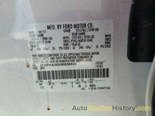 FORD EDGE SEL, 2FMPK4J92HBB56530