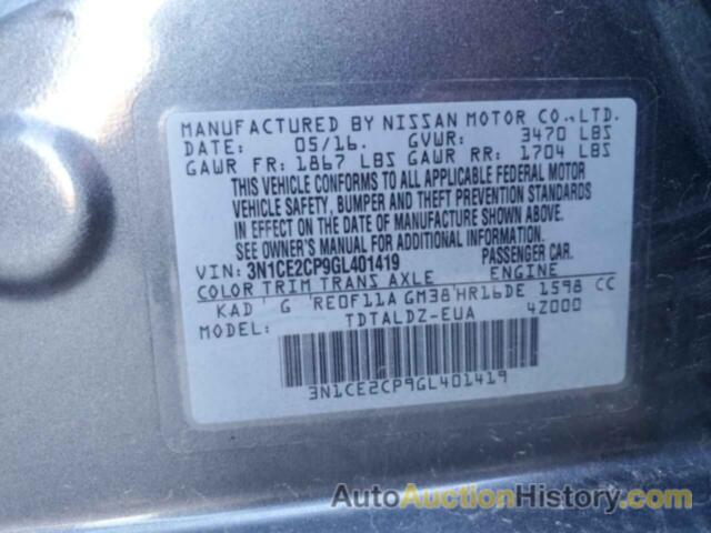 NISSAN VERSA S, 3N1CE2CP9GL401419