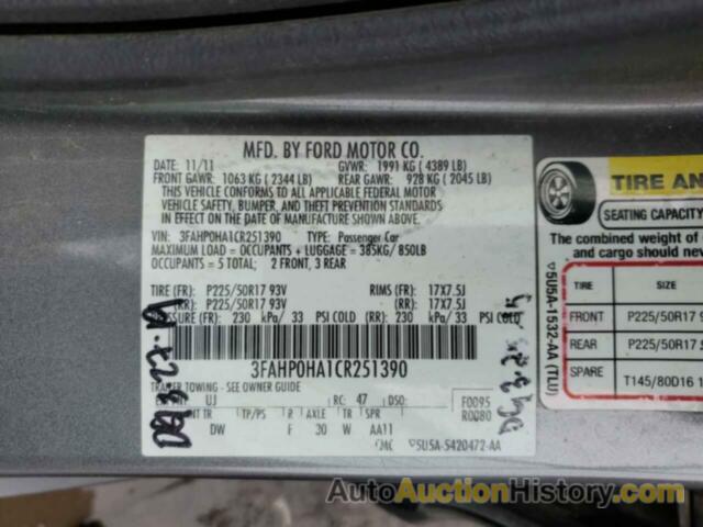 FORD FUSION SE, 3FAHP0HA1CR251390