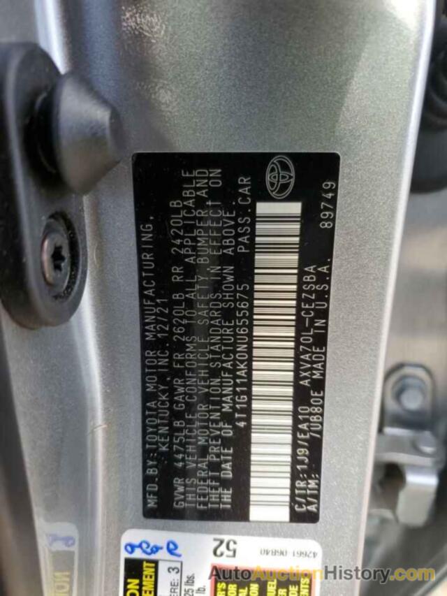 TOYOTA CAMRY SE, 4T1G11AK0NU655675