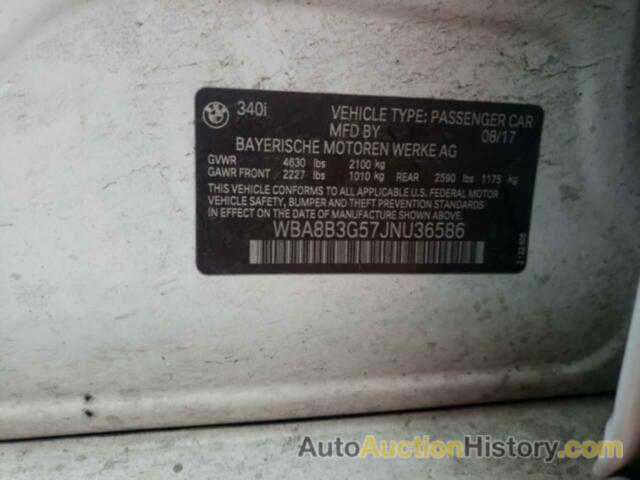 BMW 3 SERIES I, WBA8B3G57JNU36586