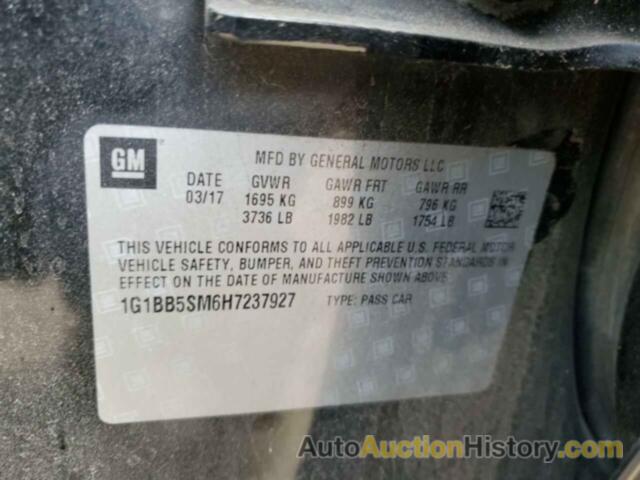 CHEVROLET CRUZE LS, 1G1BB5SM6H7237927