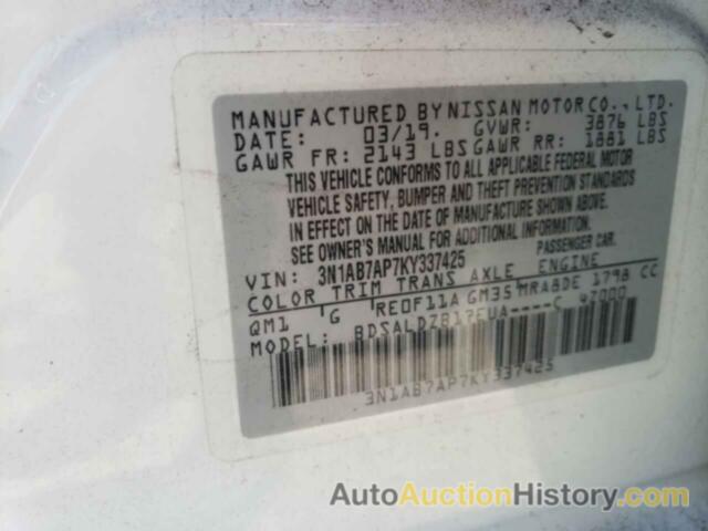 NISSAN SENTRA S, 3N1AB7AP7KY337425