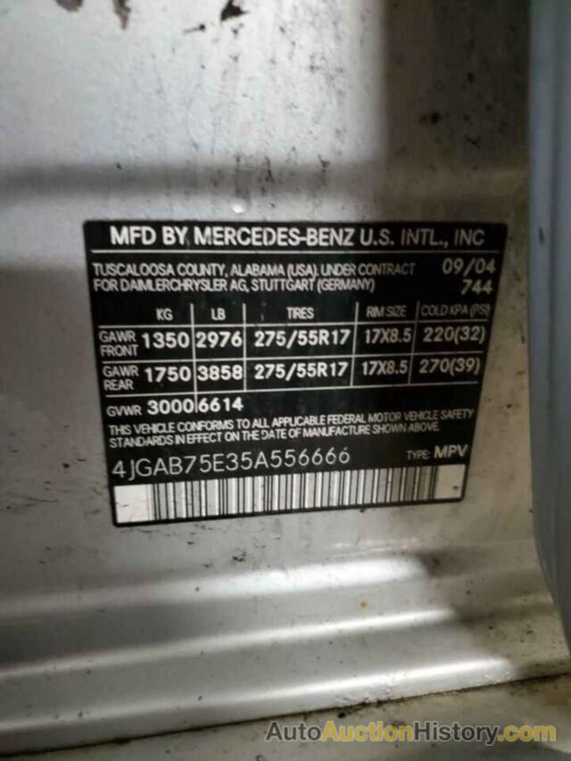 MERCEDES-BENZ M-CLASS 500, 4JGAB75E35A556666