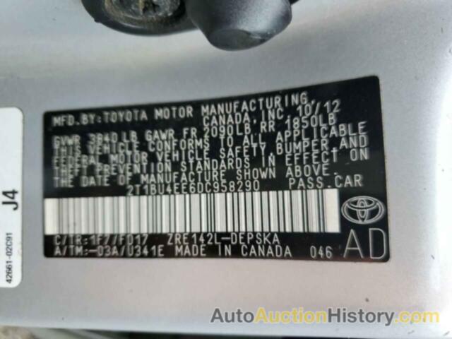 TOYOTA COROLLA BASE, 2T1BU4EE6DC958290