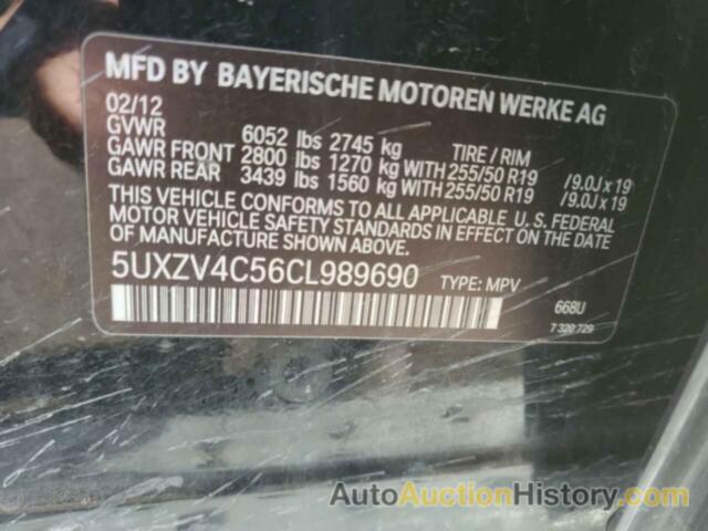 BMW X5 XDRIVE35I, 5UXZV4C56CL989690