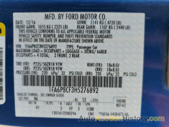 FORD MUSTANG GT, 1FA6P8CF3H5276892