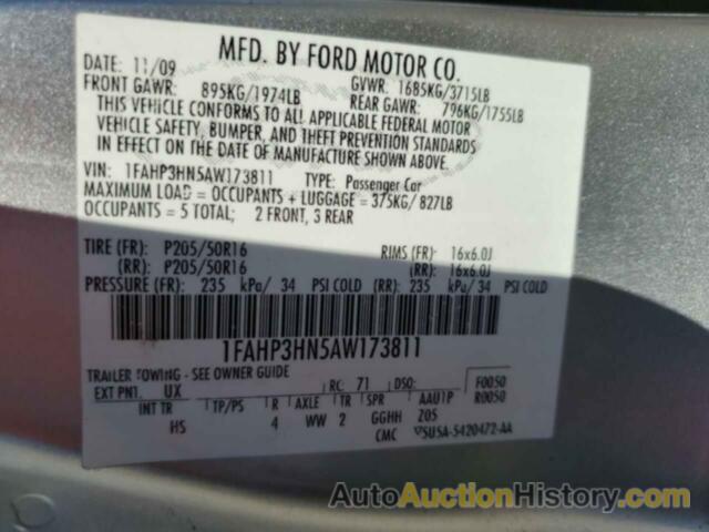 FORD FOCUS SEL, 1FAHP3HN5AW173811