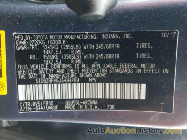 TOYOTA HIGHLANDER LE, 5TDBZRFH6JS484769