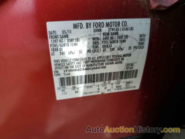 FORD EXPLORER XLT, 1FMHK8D84BGA64169