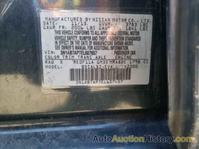 NISSAN SENTRA S, 3N1AB7AP7EL607657