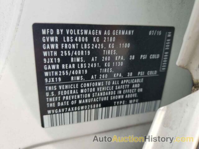 VOLKSWAGEN TIGUAN S, WVGAV7AX8GW025886