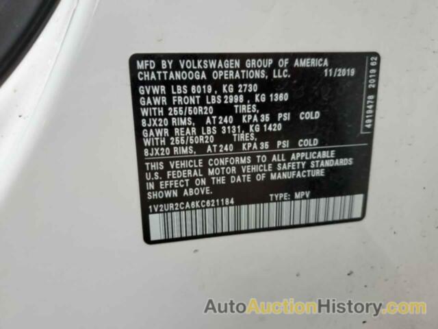 VOLKSWAGEN ATLAS SE, 1V2UR2CA6KC621184