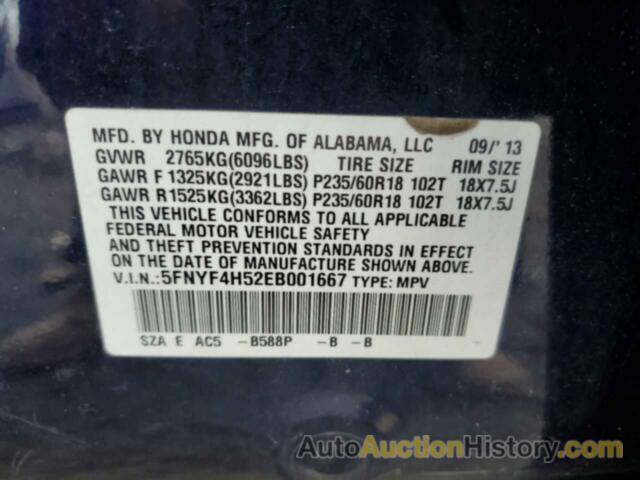 HONDA PILOT EXL, 5FNYF4H52EB001667