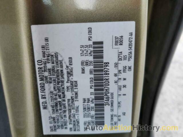 FORD FUSION SE, 3FA6P0H70DR189798