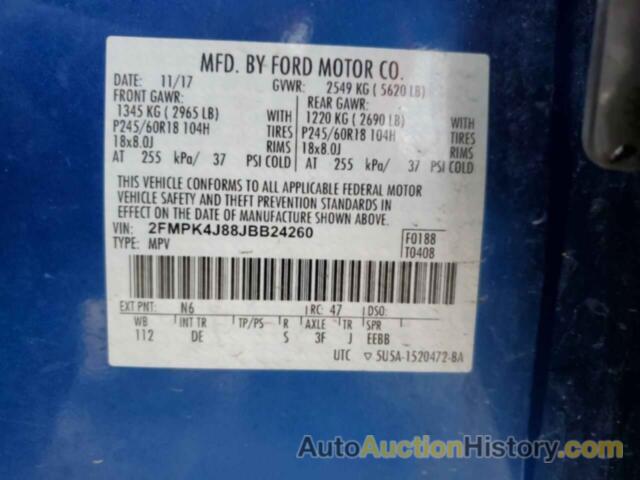 FORD EDGE SEL, 2FMPK4J88JBB24260