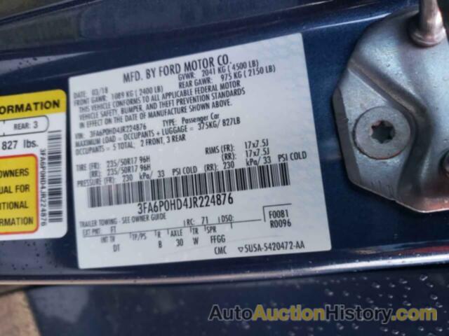 FORD FUSION SE, 3FA6P0HD4JR224876