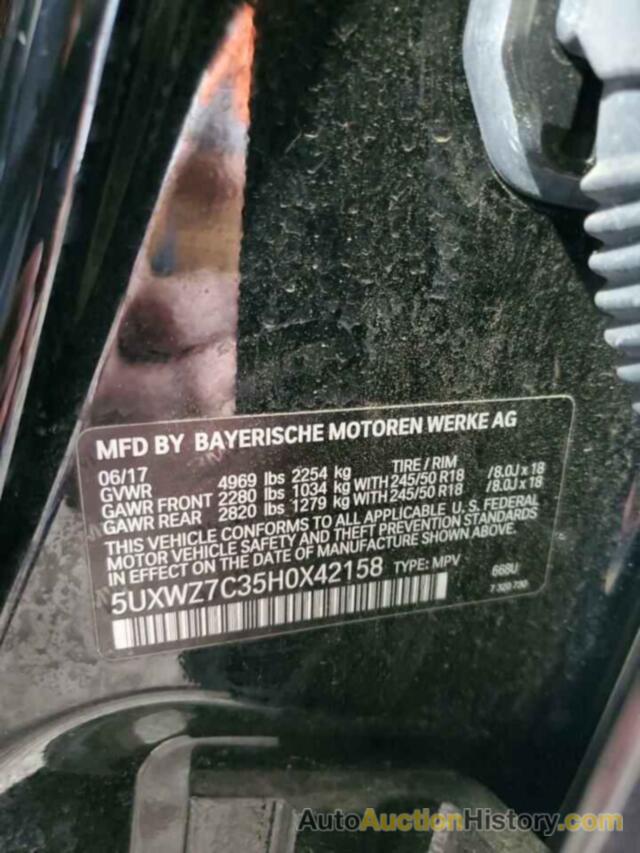 BMW X3 SDRIVE28I, 5UXWZ7C35H0X42158