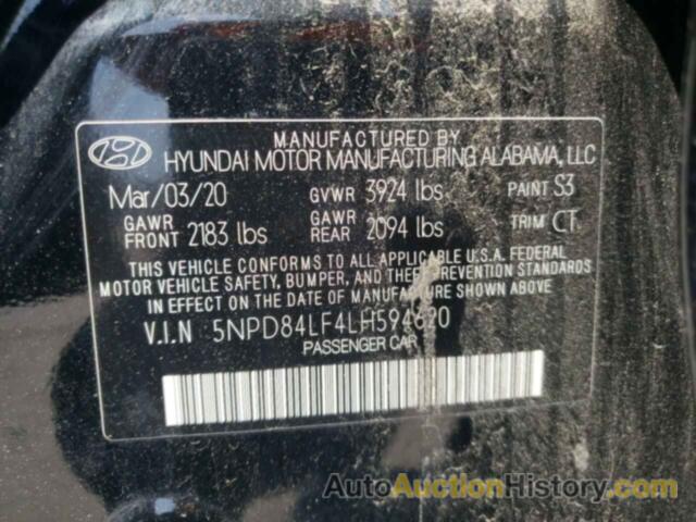 HYUNDAI ELANTRA SEL, 5NPD84LF4LH594620