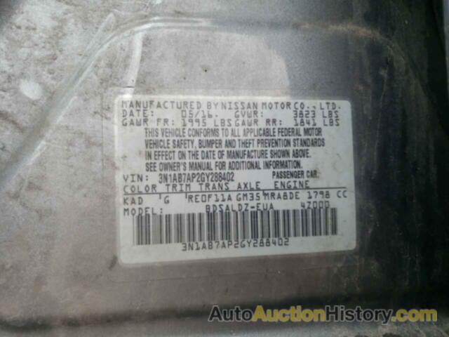 NISSAN SENTRA S, 3N1AB7AP2GY288402