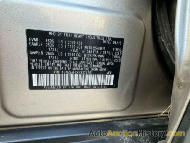 SUBARU OUTBACK 2.5I PREMIUM, 4S4BSAFCXF3324201