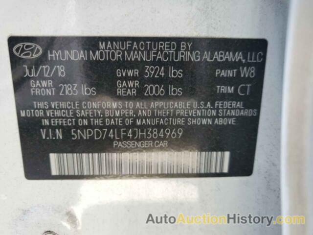 HYUNDAI ELANTRA SE, 5NPD74LF4JH384969