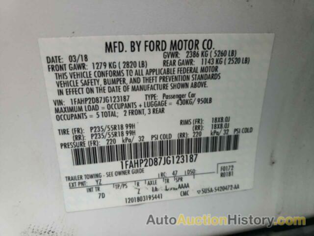 FORD TAURUS SE, 1FAHP2D87JG123187