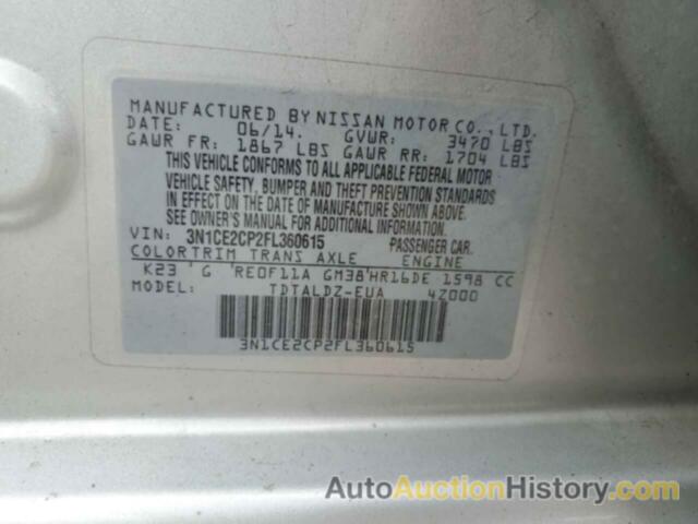 NISSAN VERSA S, 3N1CE2CP2FL360615