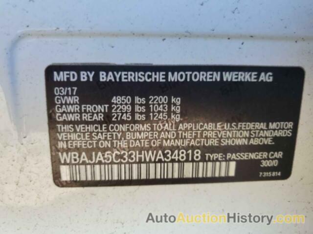 BMW 5 SERIES I, WBAJA5C33HWA34818