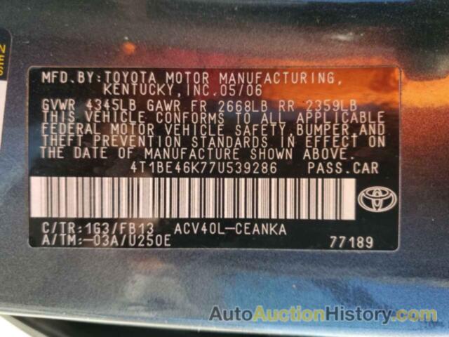 TOYOTA CAMRY CE, 4T1BE46K77U539286