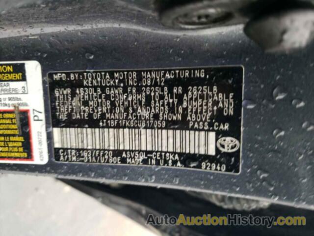 TOYOTA CAMRY BASE, 4T1BF1FK6CU617059