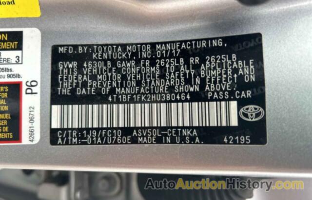 TOYOTA CAMRY LE, 4T1BF1FK2HU380464