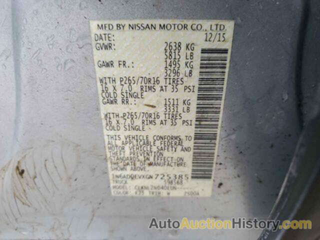 NISSAN FRONTIER S, 1N6AD0EVXGN725385