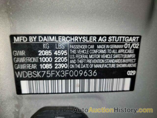 MERCEDES-BENZ SL-CLASS 500R, WDBSK75FX3F009636