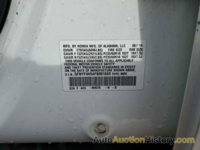 HONDA PILOT EXL, 5FNYF4H54FB001669