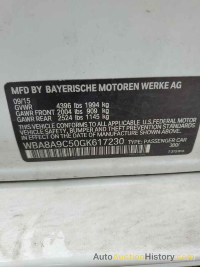 BMW 3 SERIES I, WBA8A9C50GK617230