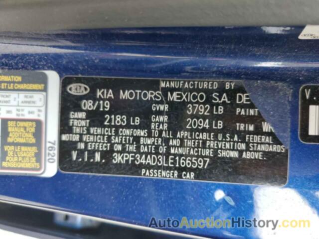 KIA FORTE GT LINE, 3KPF34AD3LE166597