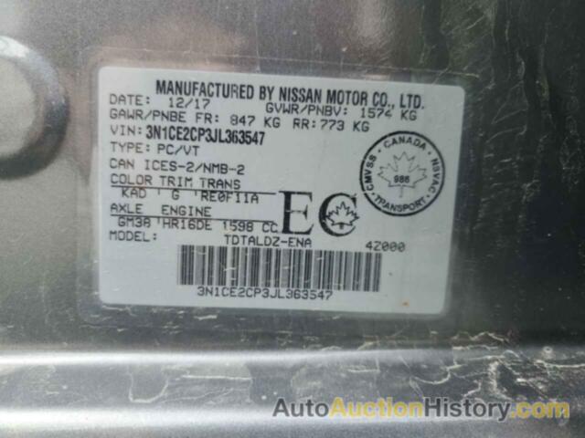 NISSAN VERSA S, 3N1CE2CP3JL363547