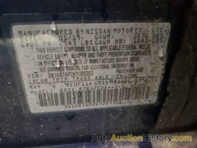 NISSAN SENTRA S, 3N1AB7AP2KY289302