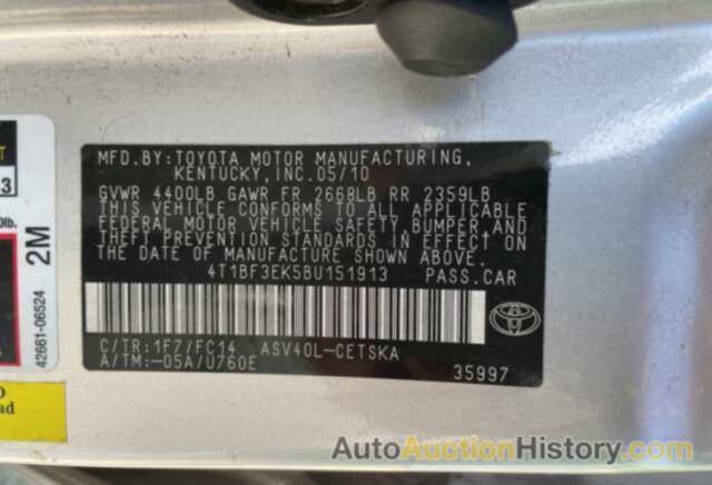 TOYOTA CAMRY BASE, 4T1BF3EK5BU151913