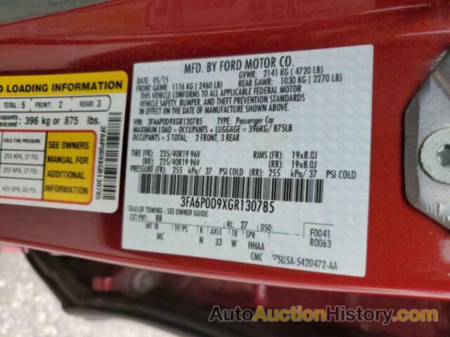 FORD FUSION TITANIUM, 3FA6P0D9XGR130785