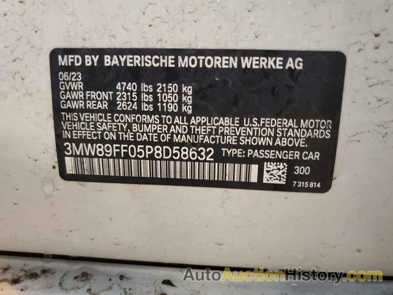 BMW 3 SERIES, 3MW89FF05P8D58632