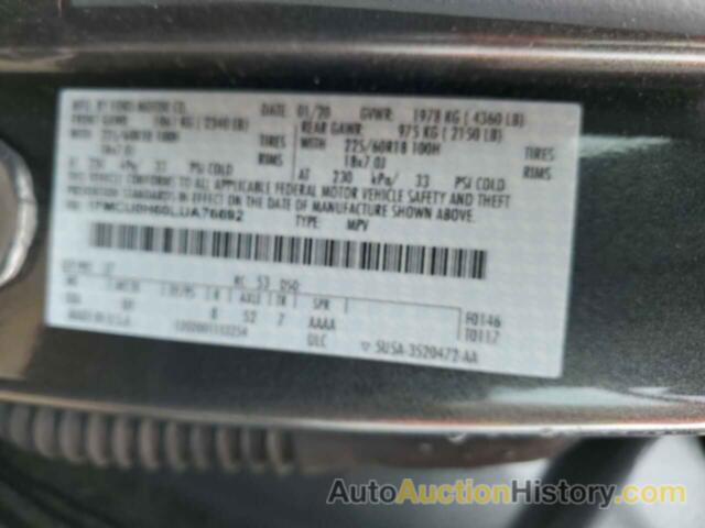 FORD ESCAPE SEL, 1FMCU0H60LUA76692