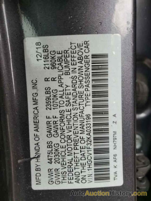 HONDA ACCORD SPORT, 1HGCV1F32KA033196