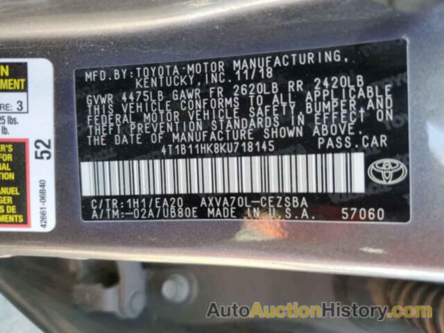 TOYOTA CAMRY L, 4T1B11HK8KU718145