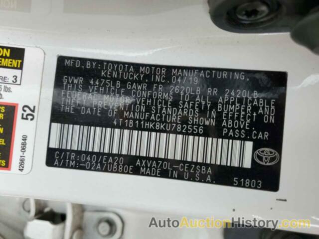 TOYOTA CAMRY L, 4T1B11HK8KU782556