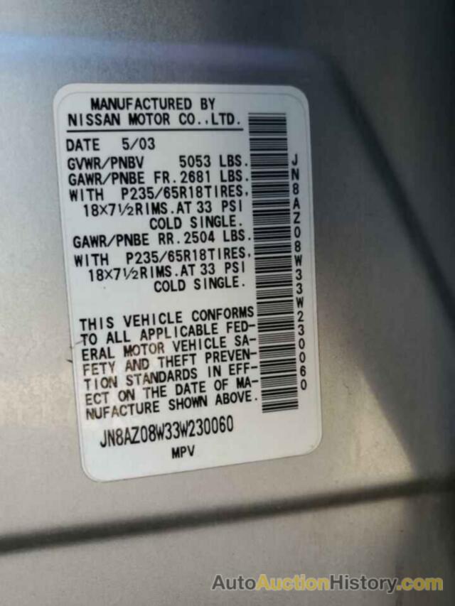 NISSAN MURANO SL, JN8AZ08W33W230060