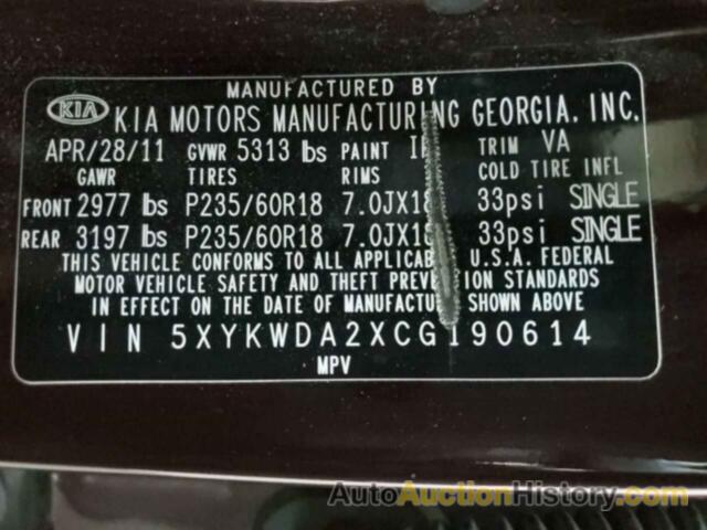 KIA SORENTO SX, 5XYKWDA2XCG190614