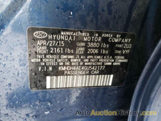 HYUNDAI ELANTRA SE, KMHDH4AE4GU542177