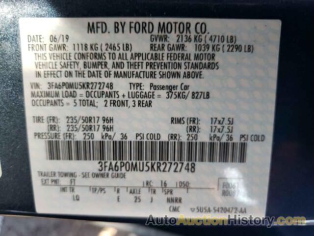 FORD FUSION SEL, 3FA6P0MU5KR272748